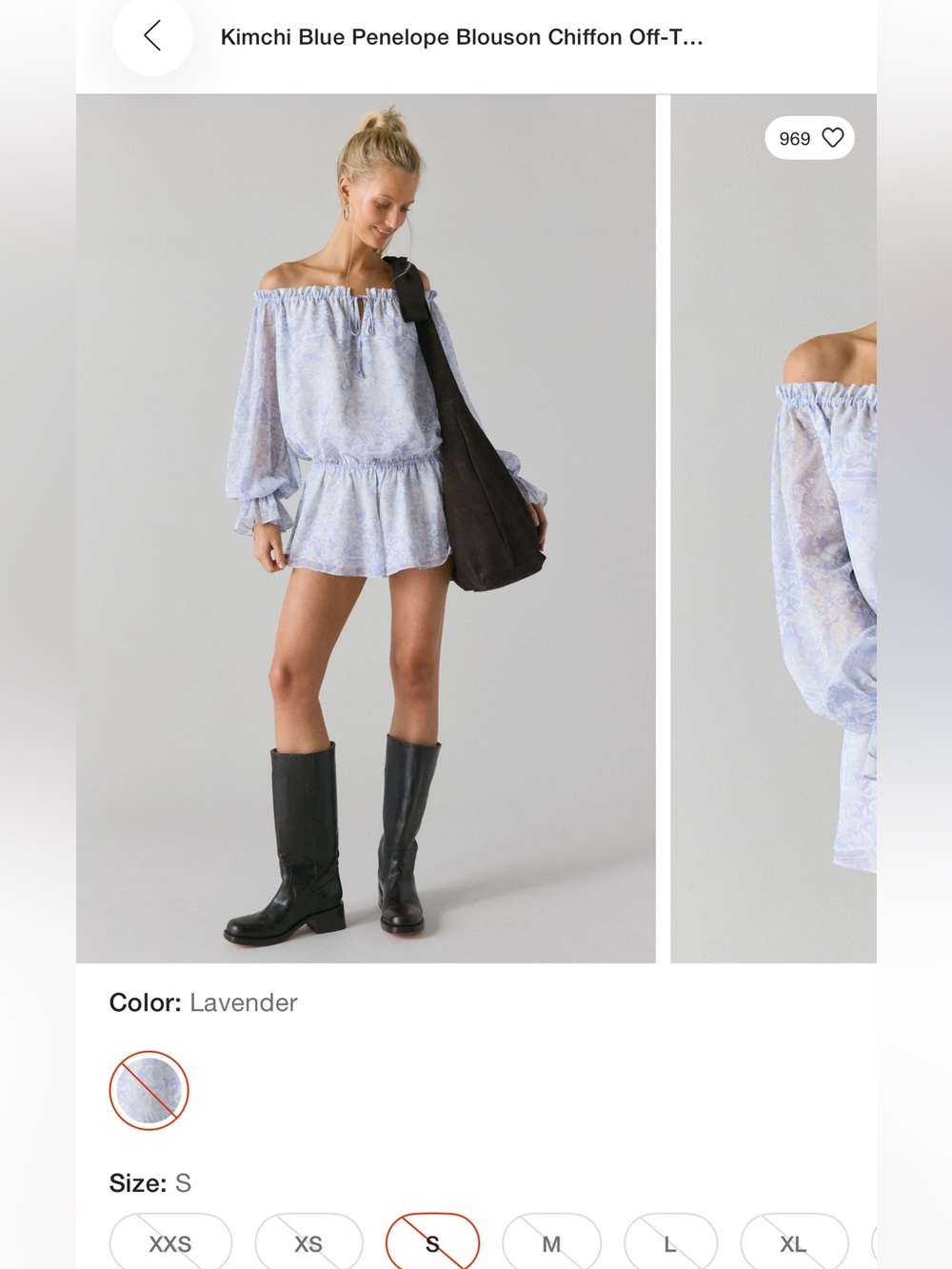Kimchi Blue Penelope Blouson Chiffon Off-The-Shoulder Romper